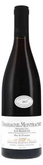 Bottle shot of 2017 Chassagne Montrachet Rouge 1er Cru Bondues