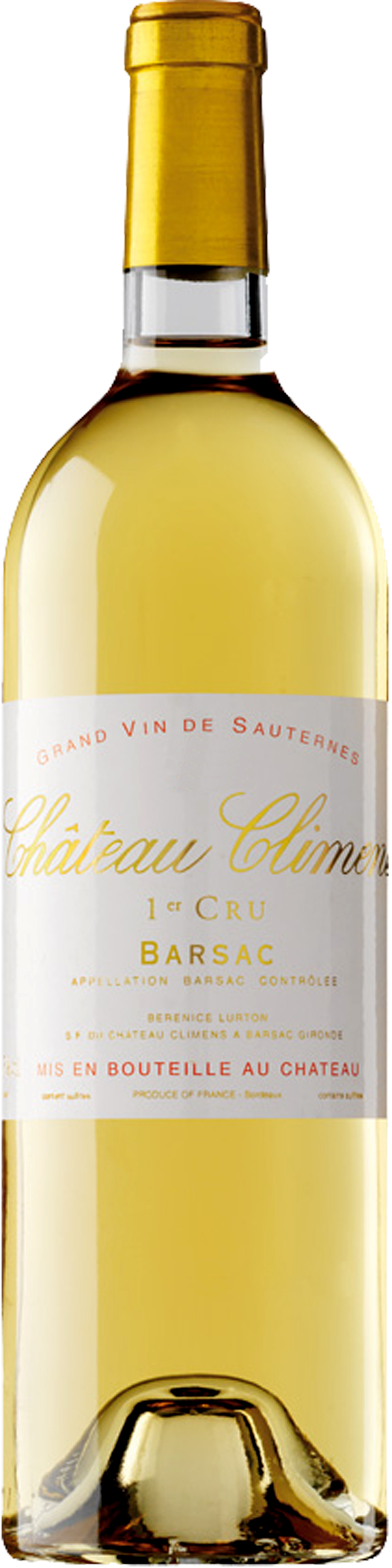 Bottle shot of 2010 Château Climens, 1er Cru Barsac