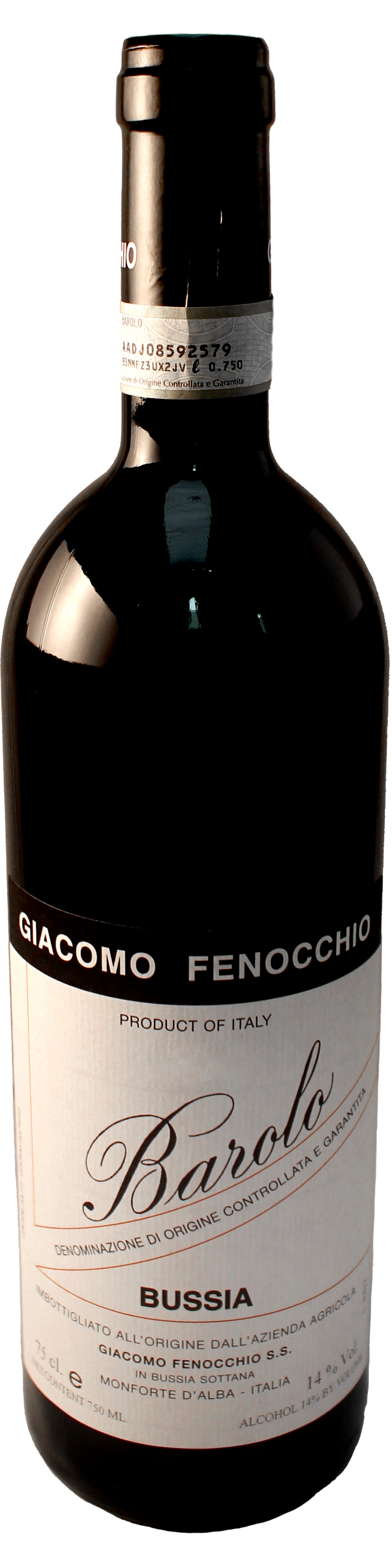Bottle shot of 2011 Barolo Bussia