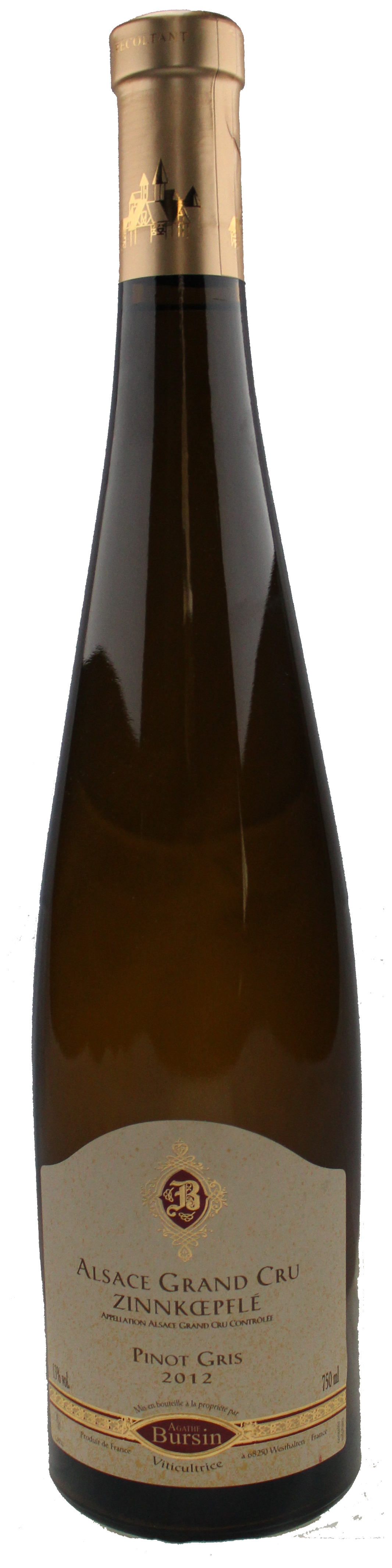 Bottle shot of 2012 Pinot Gris Grand Cru Zinnkoepfle