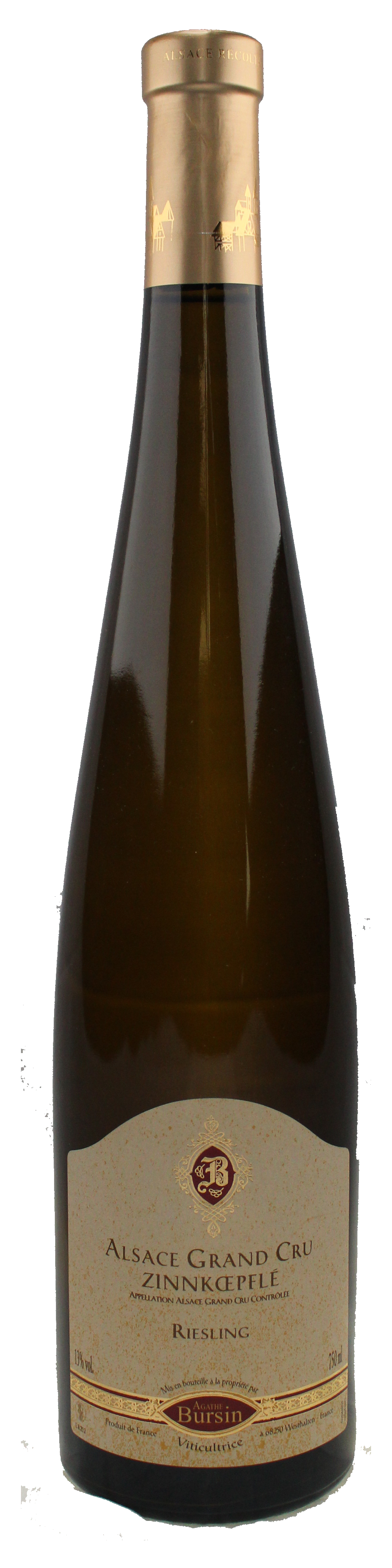 Bottle shot of 2013 Riesling Grand Cru Zinnkoepfle