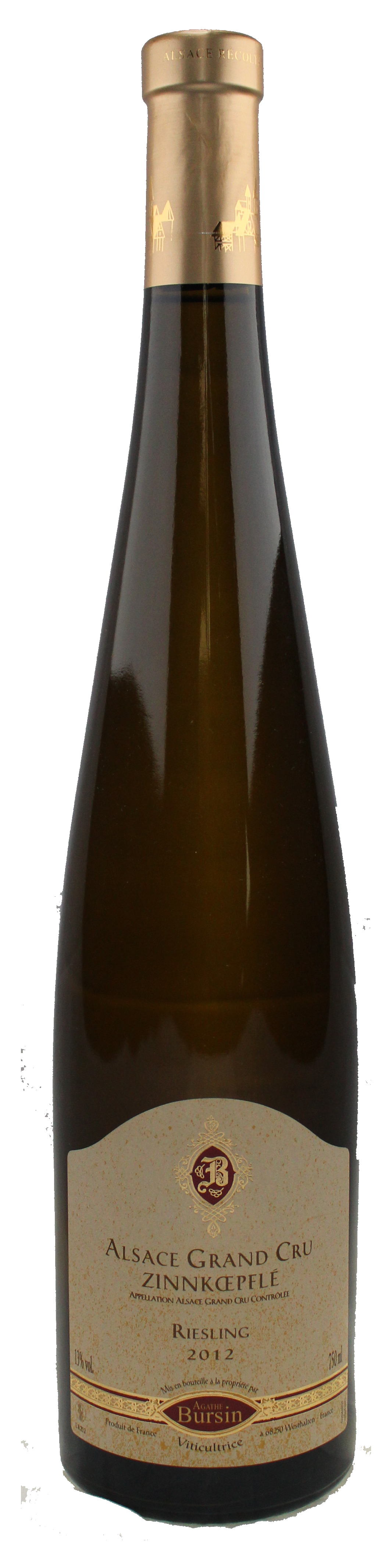 Bottle shot of 2014 Riesling Grand Cru Zinnkoepfle
