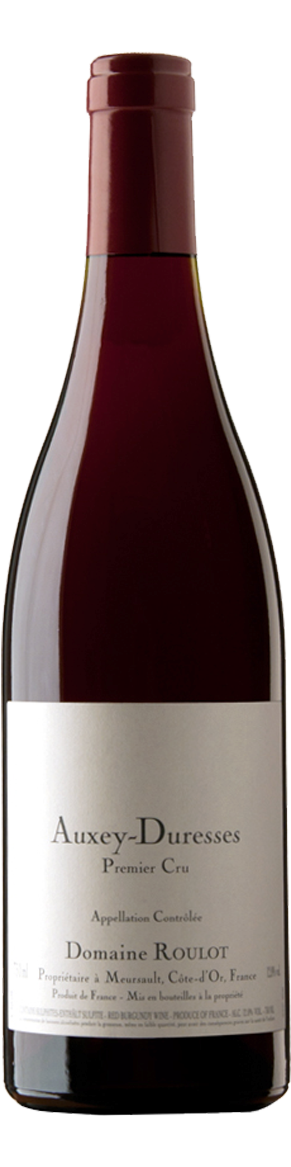 Bottle shot of 2014 Auxey Duresses Rouge 1er Cru Les Duresses