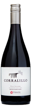 Bottle shot of 2015 Corralillo Pinot Noir Organic