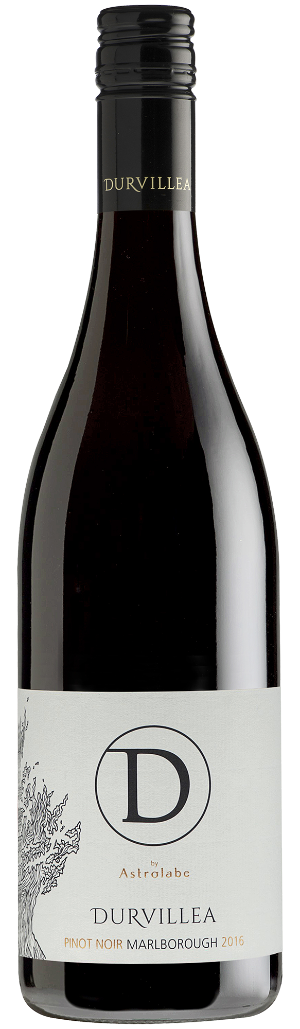 Bottle shot of 2016 Durvillea Pinot Noir
