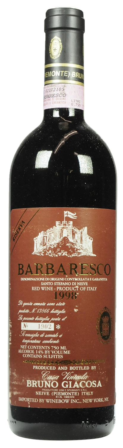 Bottle shot of 1998 Barbaresco Santo Stefano Riserva