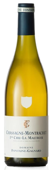 Bottle shot of 2017 Chassagne Montrachet 1er Cru Maltroie