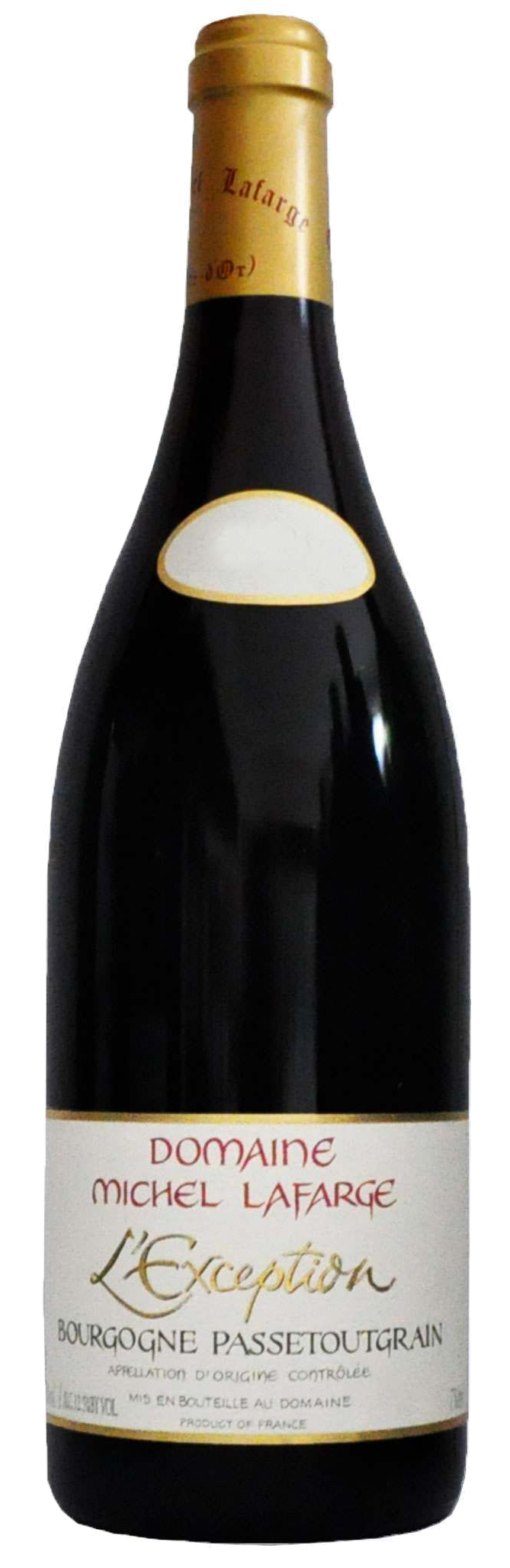 Bottle shot of 2017 Bourgogne Passetoutgrain L'Exception