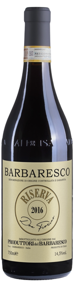 Bottle shot of 2016 Barbaresco Riserva