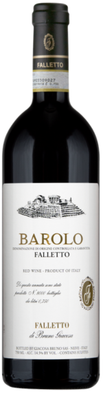 Bottle shot of 2019 Barolo Falletto